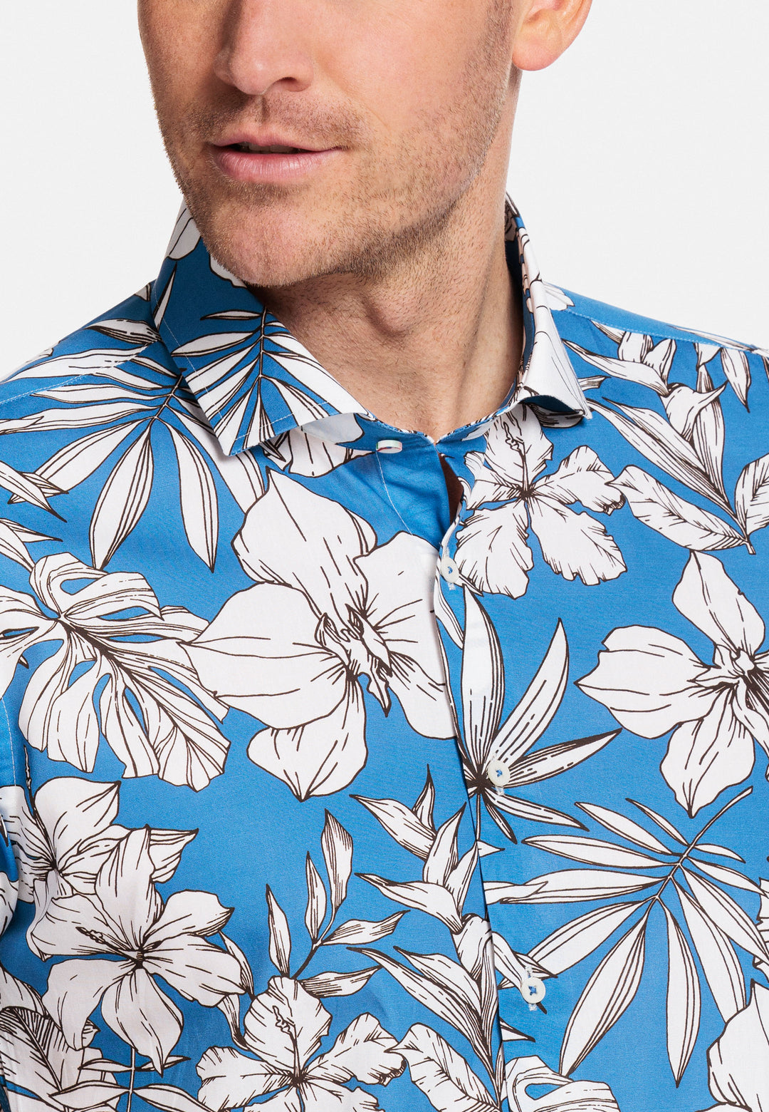 Giordano Front Korte Mouw Overhemd - Cobalt Print - 316820-66