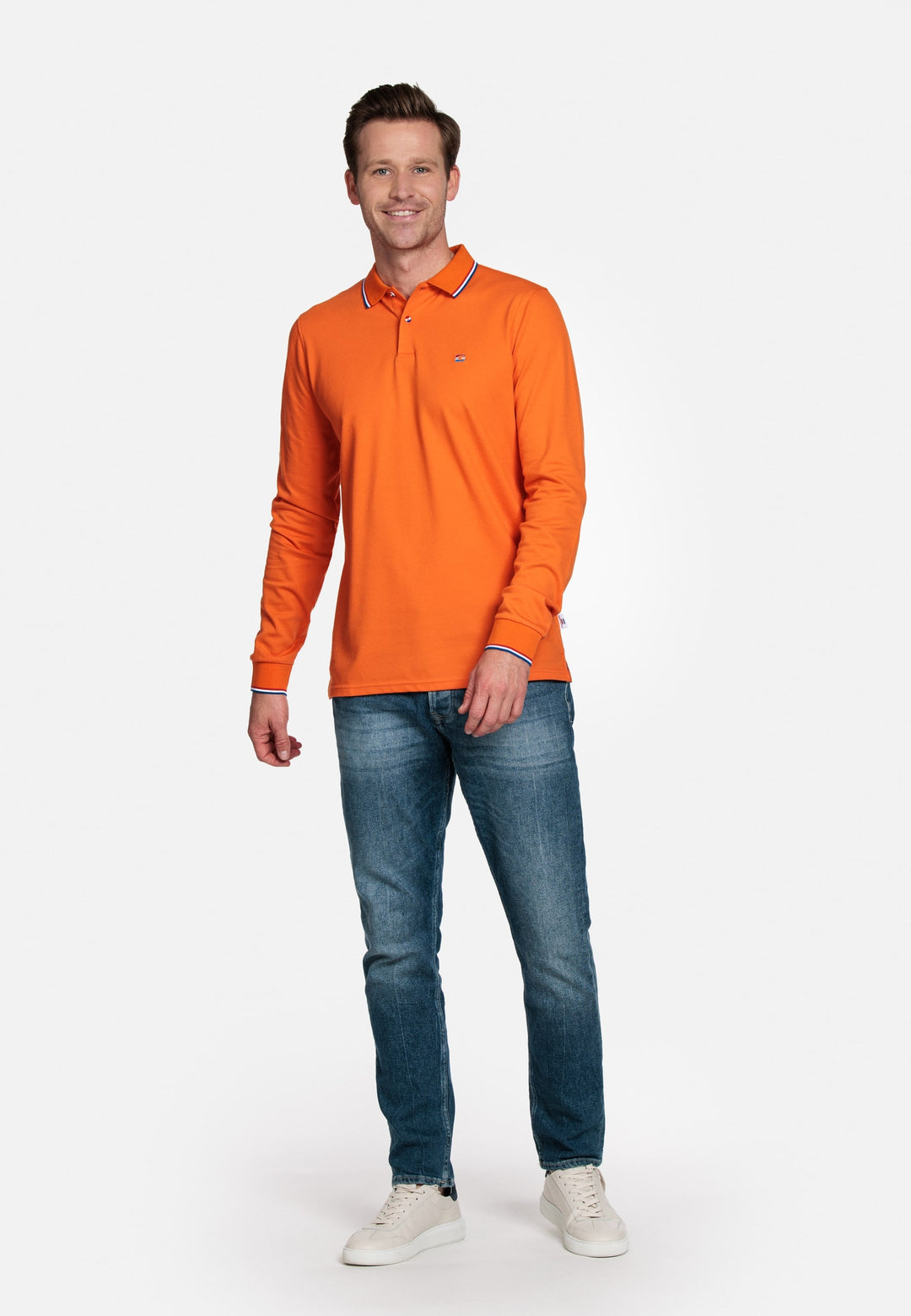 Giordano Dutch Lange Mouw Polo - Oranje