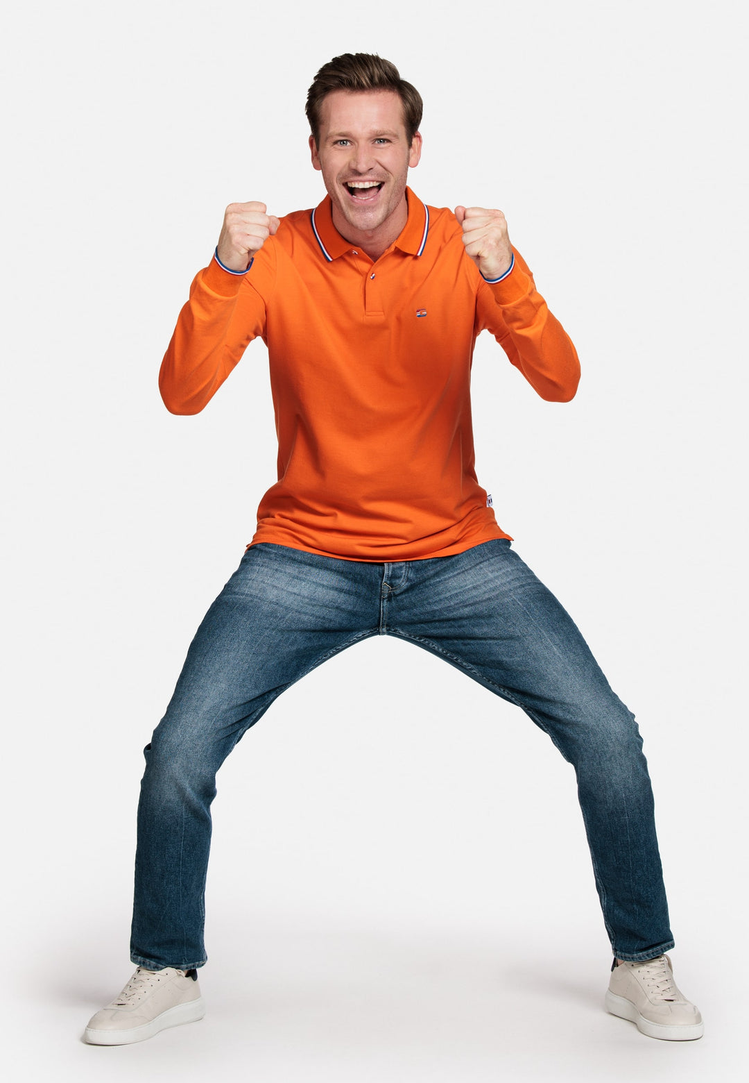 Giordano Dutch Lange Mouw Polo - Oranje