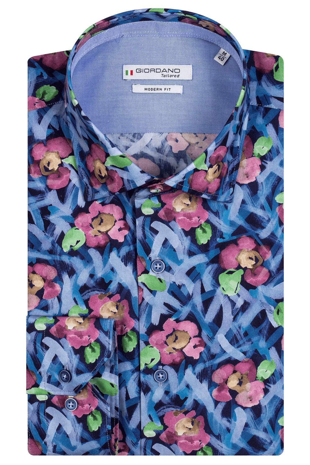 Giordano Maggiore Print Overhemd - Blauw - 317817-60