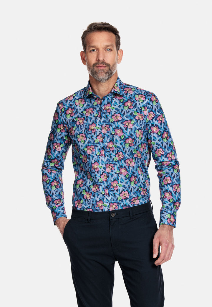 Giordano Maggiore Print Overhemd - Blauw - 317817-60