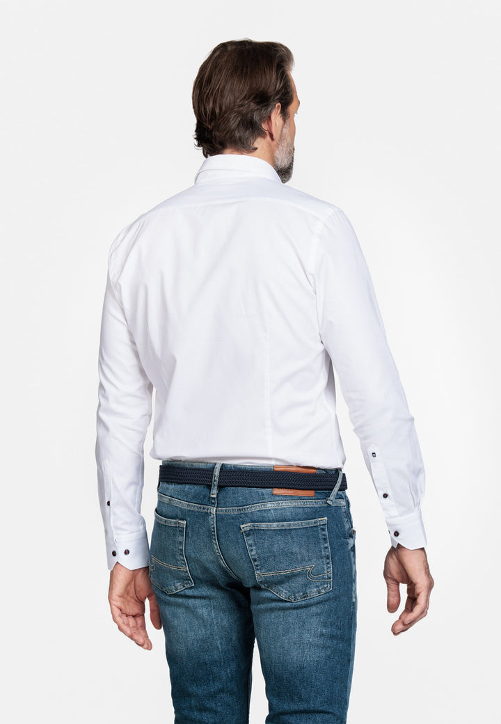 Giordano Wit Lang Modern fit  Effen Overhemd 317872 10
