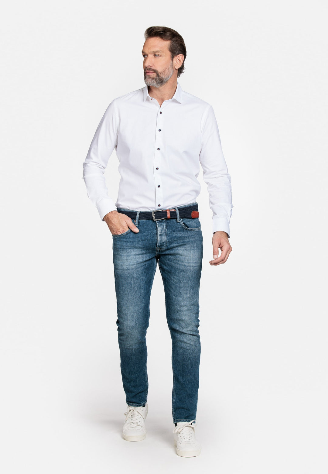 Giordano Wit Lang Modern fit  Effen Overhemd 317872 10