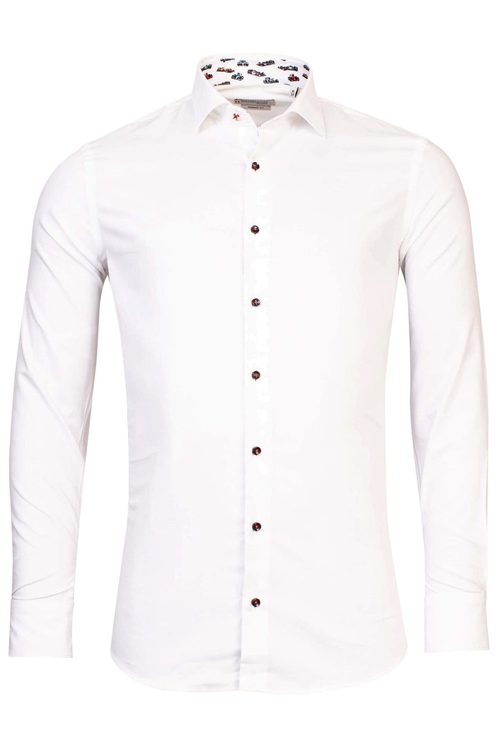 Giordano Wit Lang Modern fit  Effen Overhemd 317872 10