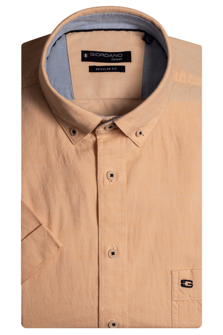 Giordano League Korte Mouw Overhemd - Oranje - 416001-25
