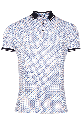 Giordano Fabio Print Polo - Blauw - 416595-20