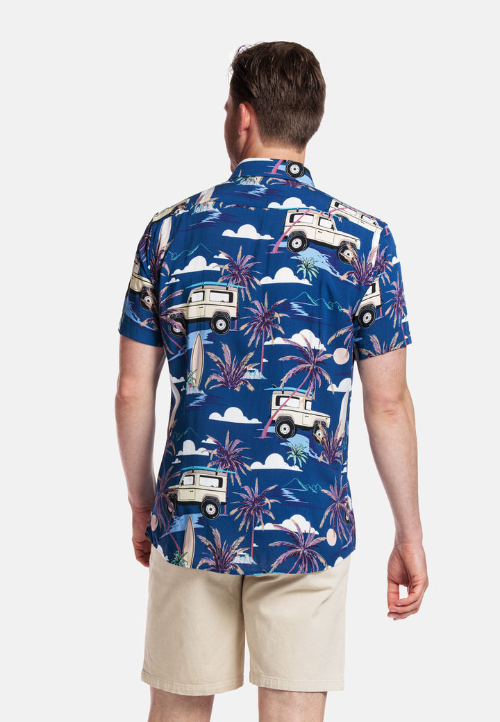 Giordano Front Korte Mouw Overhemd - Blauw Print - 416818-60