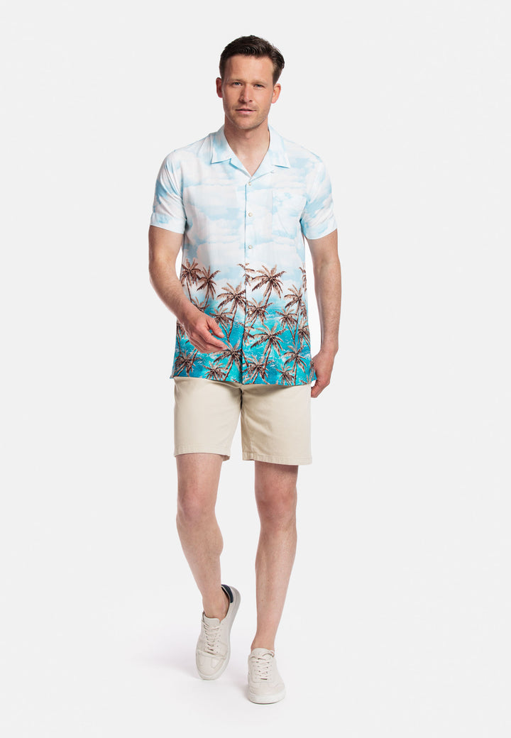 Giordano Blauw Kort Modern fit  Print Overhemd 416856 62