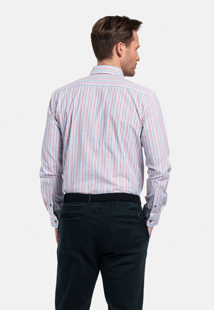 Giordano Ivy Button Down Gestreept Overhemd - Rood - 417105-30
