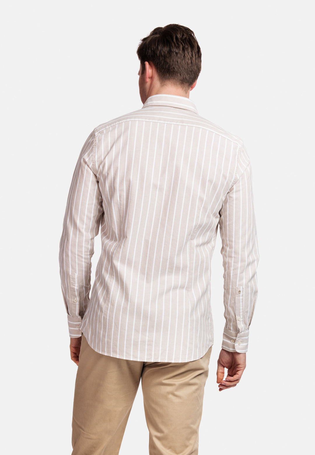 Giordano Row Bari Cutaway Gestreept Overhemd - Beige - 417840-81
