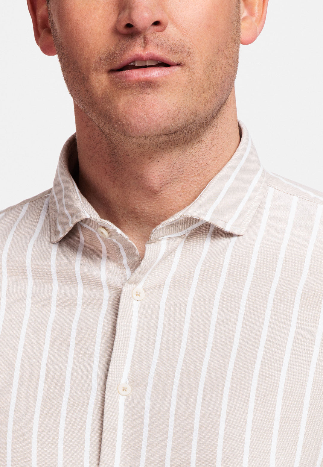 Giordano Row Bari Cutaway Gestreept Overhemd - Beige - 417840-81
