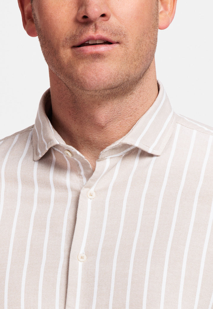 Giordano Row Bari Cutaway Gestreept Overhemd - Beige - 417840-81