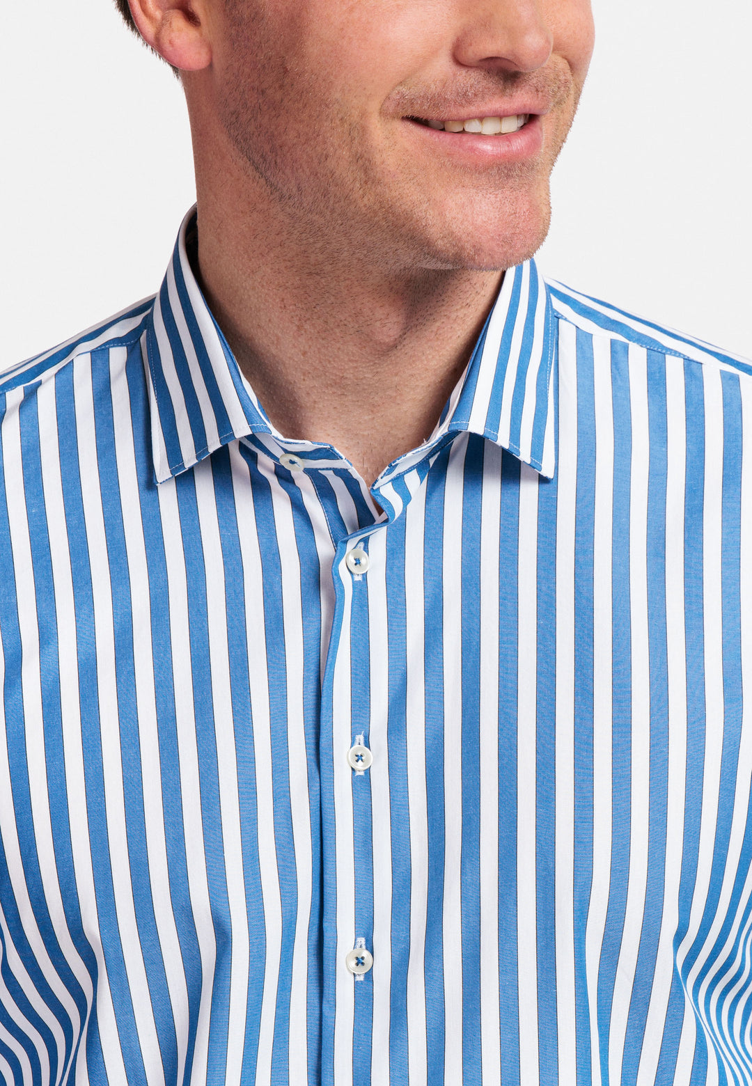 Giordano Row Bari Cutaway Gestreept Overhemd - Blauw - 417843-62
