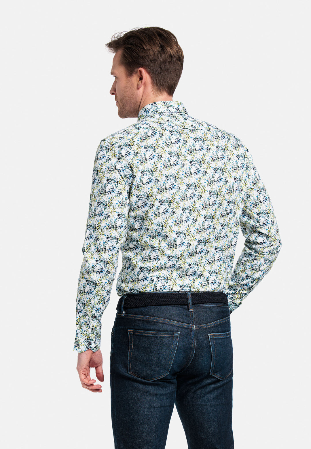 Giordano Maggiore Semi Cutaway Mediterrane Print Overhemd - Wit - 417851-10