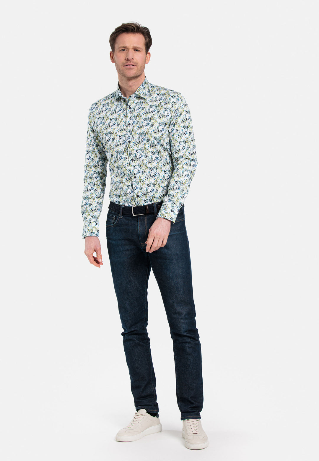 Giordano Maggiore Semi Cutaway Mediterrane Print Overhemd - Wit - 417851-10
