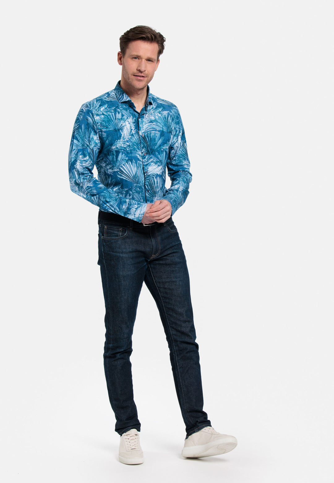Giordano Row Bari Cutaway Jungleprint Overhemd - Navy - 417852-60