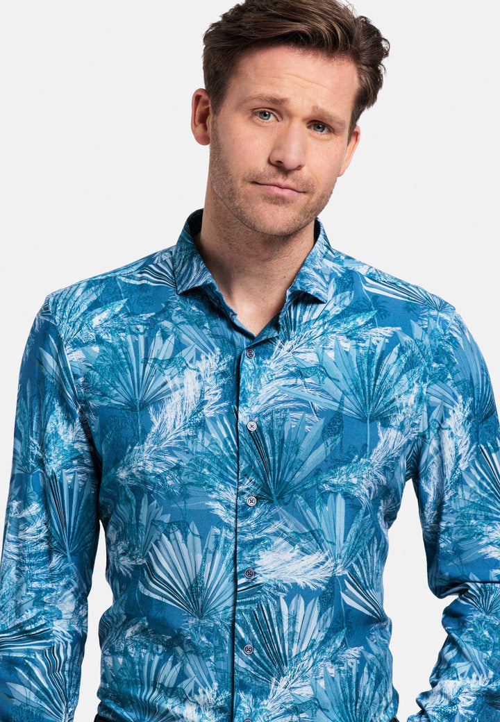 Giordano Row Bari Cutaway Jungleprint Overhemd - Navy - 417852-60
