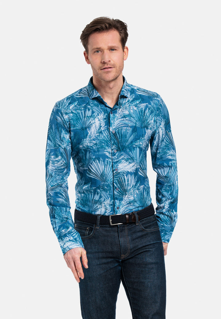 Giordano Row Bari Cutaway Jungleprint Overhemd - Navy - 417852-60