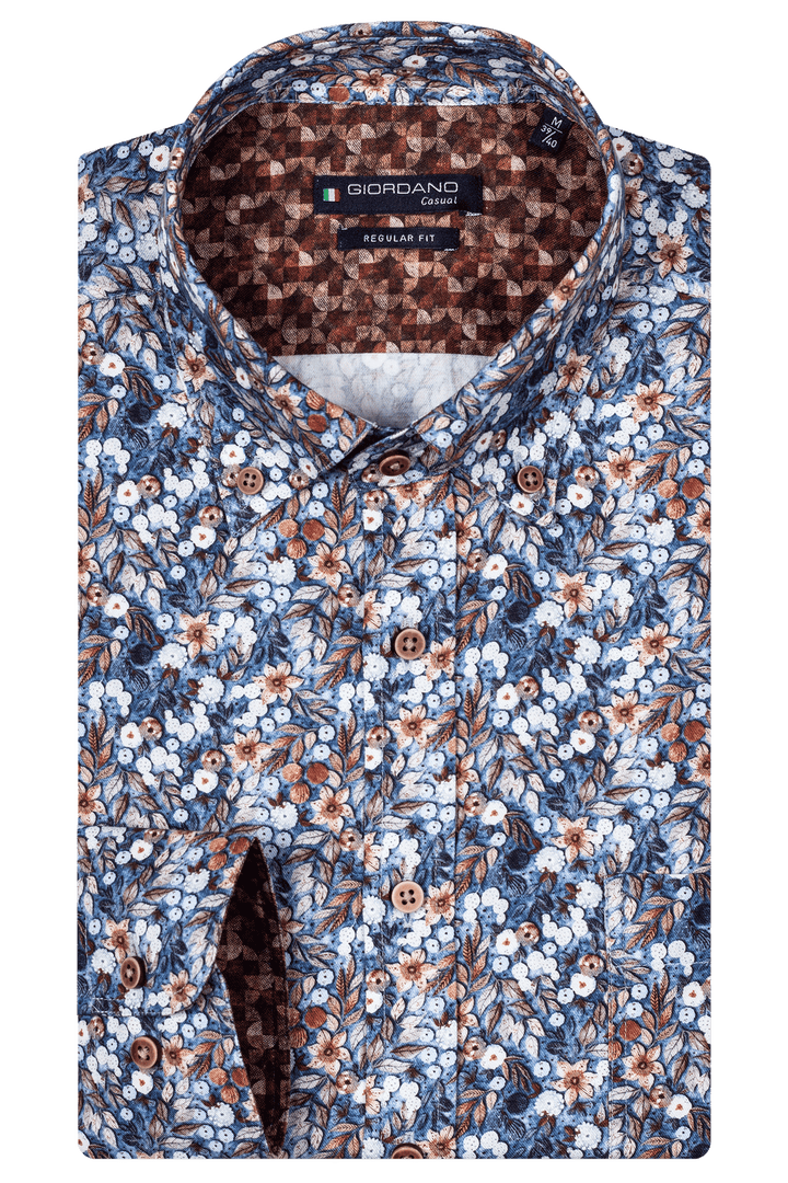 Giordano Ivy Print Overhemd - Lichtblauw - 427039-61