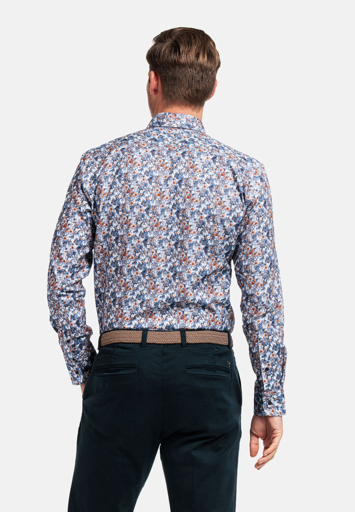 Giordano Ivy Print Overhemd - Lichtblauw - 427039-61