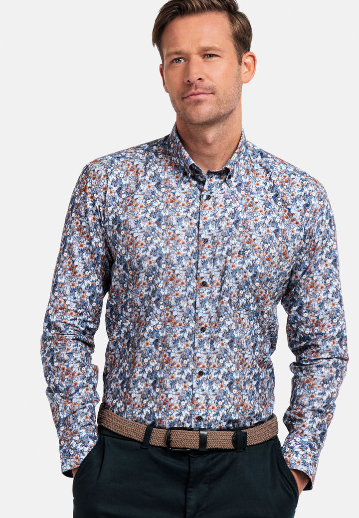 Giordano Ivy Print Overhemd - Lichtblauw - 427039-61