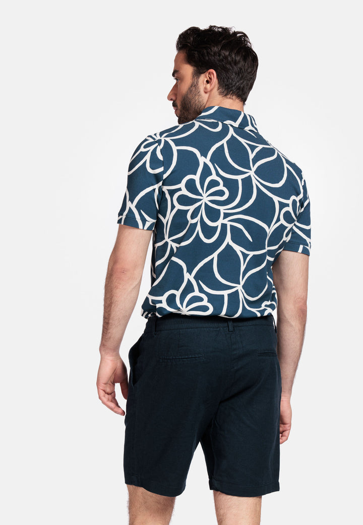 Giordano Positano Linnenmix Korte Broek - Navy - 511110-60