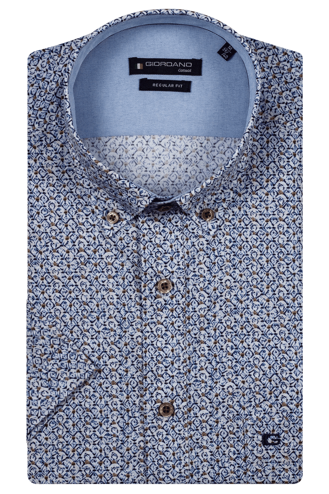 Giordano League Korte Mouw Overhemd - Blauw - 516040-60