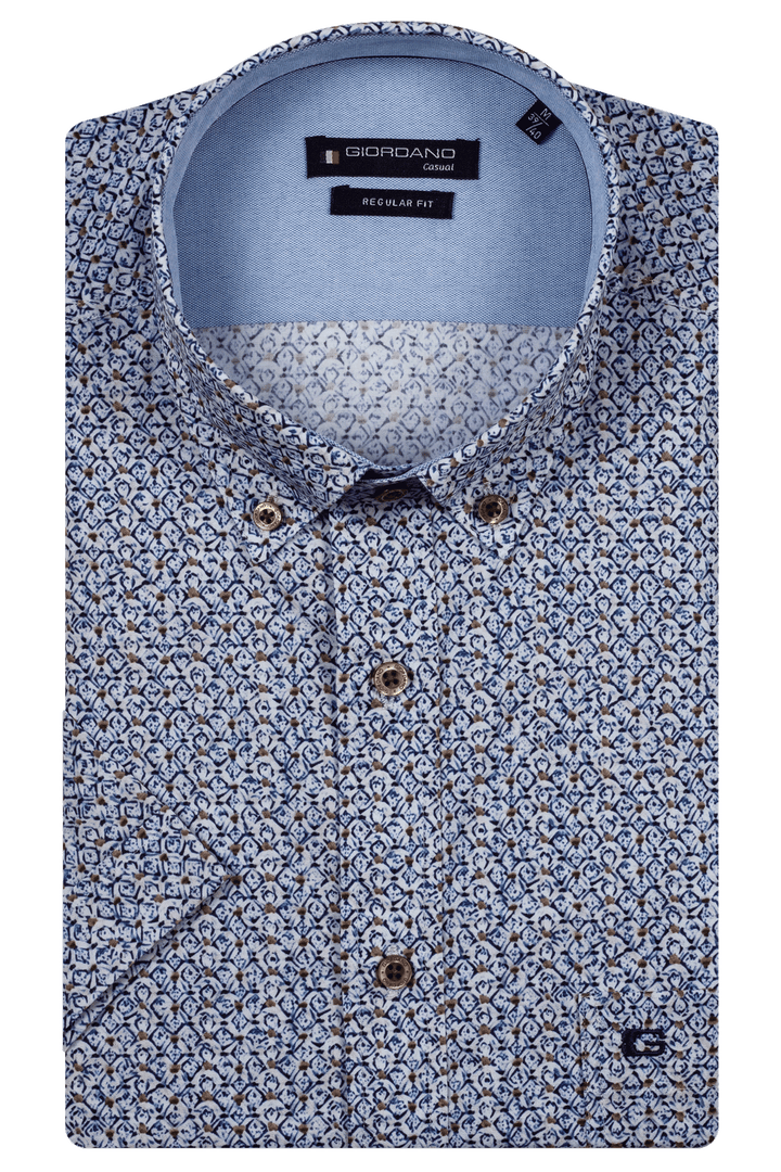 Giordano League Korte Mouw Overhemd - Blauw - 516040-60