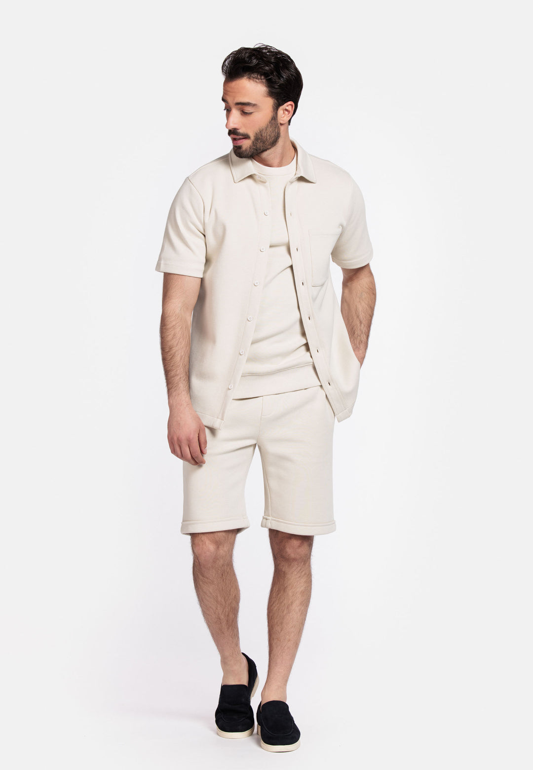 Giordano Puglia Korte Mouw Overshirt - Beige - 516070-81