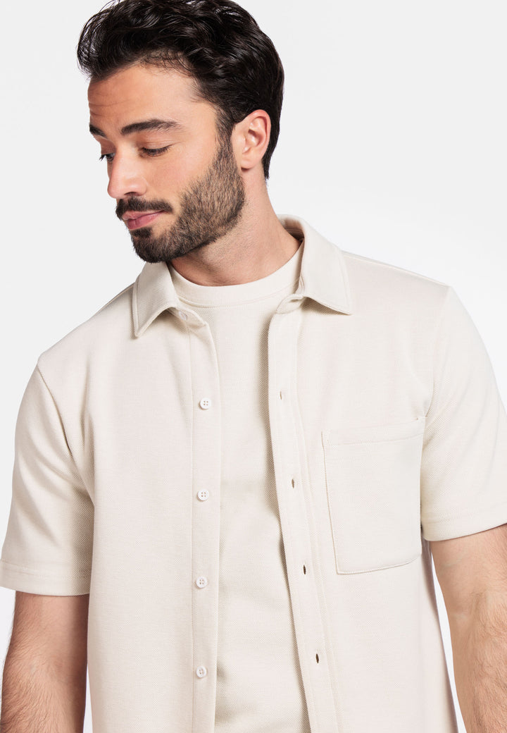 Giordano Puglia Korte Mouw Overshirt - Beige - 516070-81