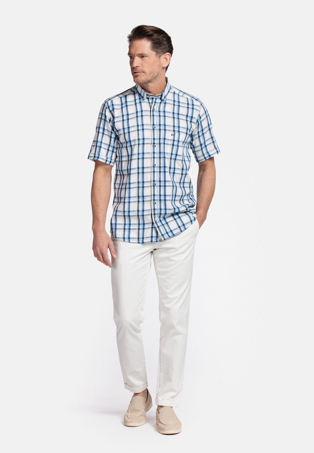 Giordano League Button Down Ruit Overhemd - Navy - 516316-60