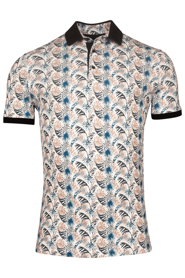 Giordano Genardi Polo met bladprint - Paars - 516580-40