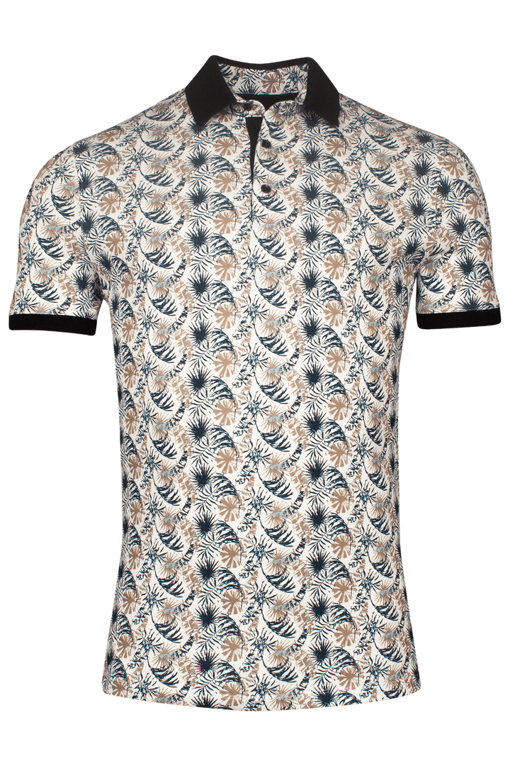Giordano Genardi Polo met bladprint - Navy - 516580-60