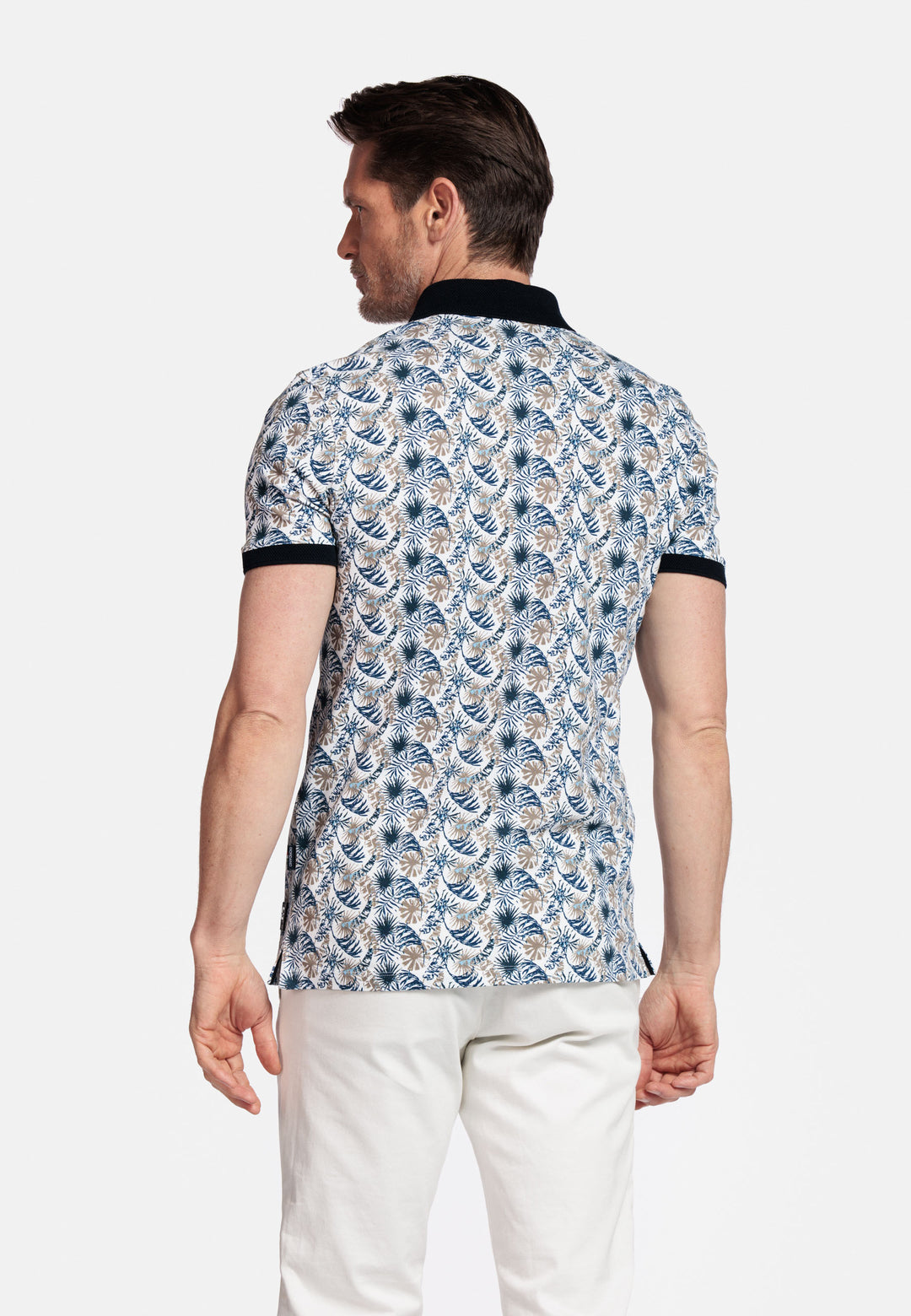 Giordano Genardi Polo met bladprint - Navy - 516580-60