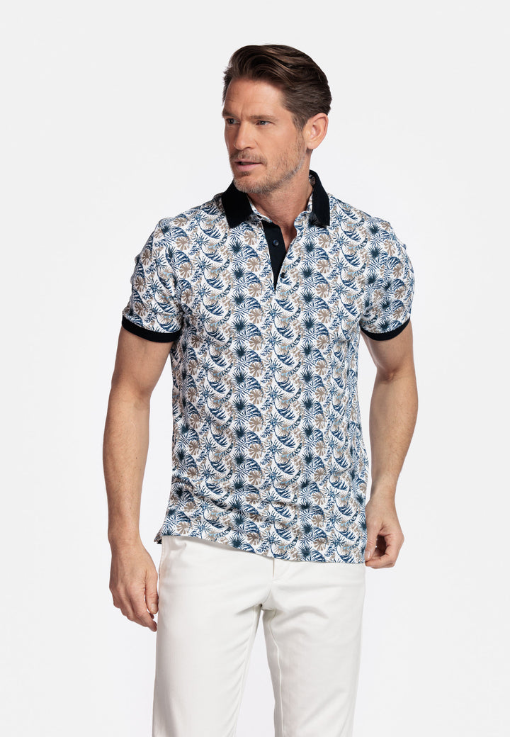 Giordano Genardi Polo met bladprint - Navy - 516580-60