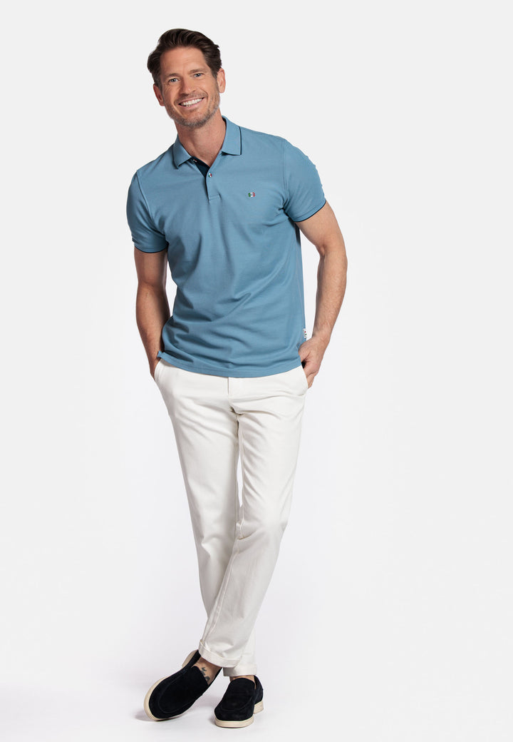 Giordano Nico Two-ply Supima Polo - Middenblauw