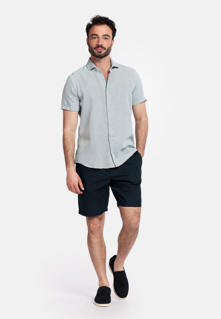 Giordano Front Korte Mouw Overhemd - Groen - 516834-70