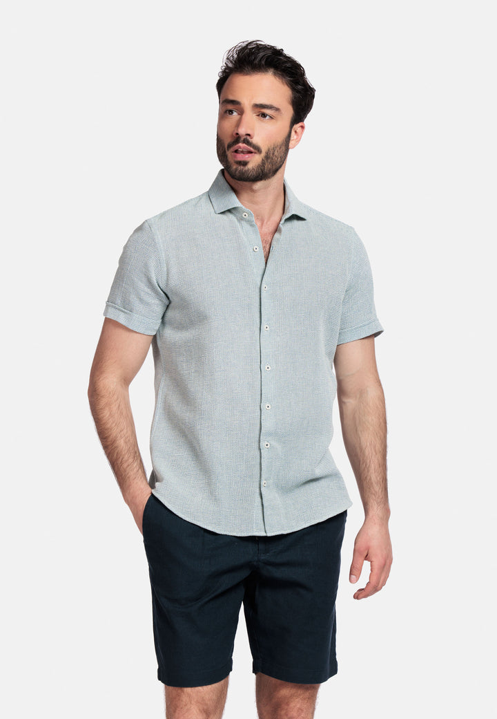 Giordano Front Korte Mouw Overhemd - Groen - 516834-70