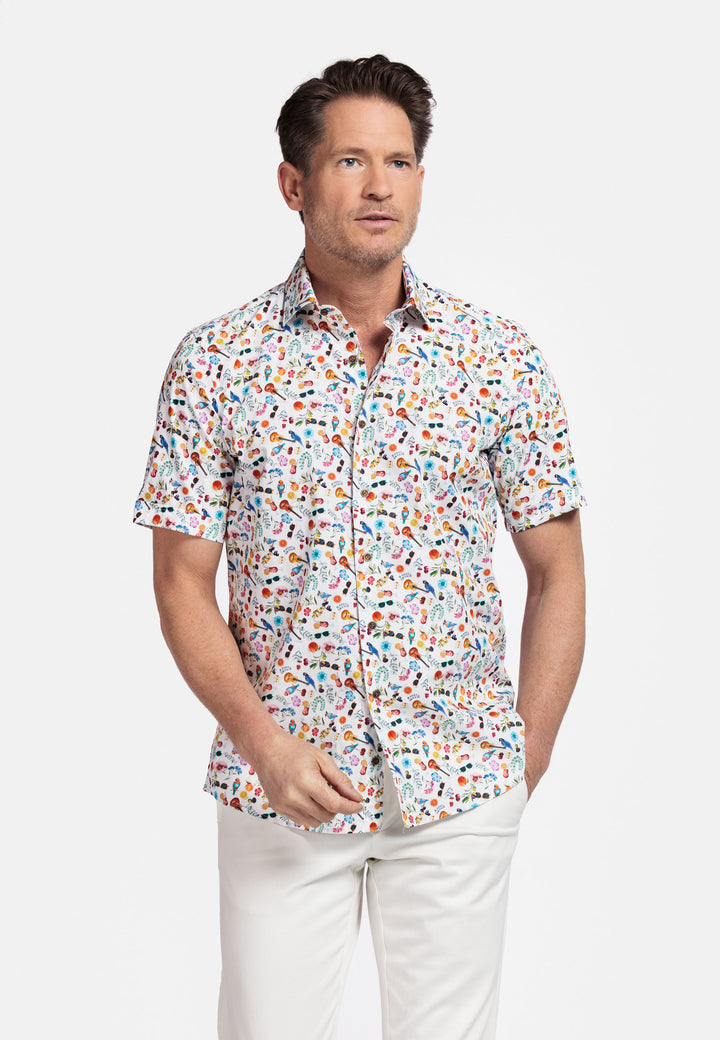 Giordano Lago Semi Cutaway Korte Mouw Overhemd - Wit - 516855-10