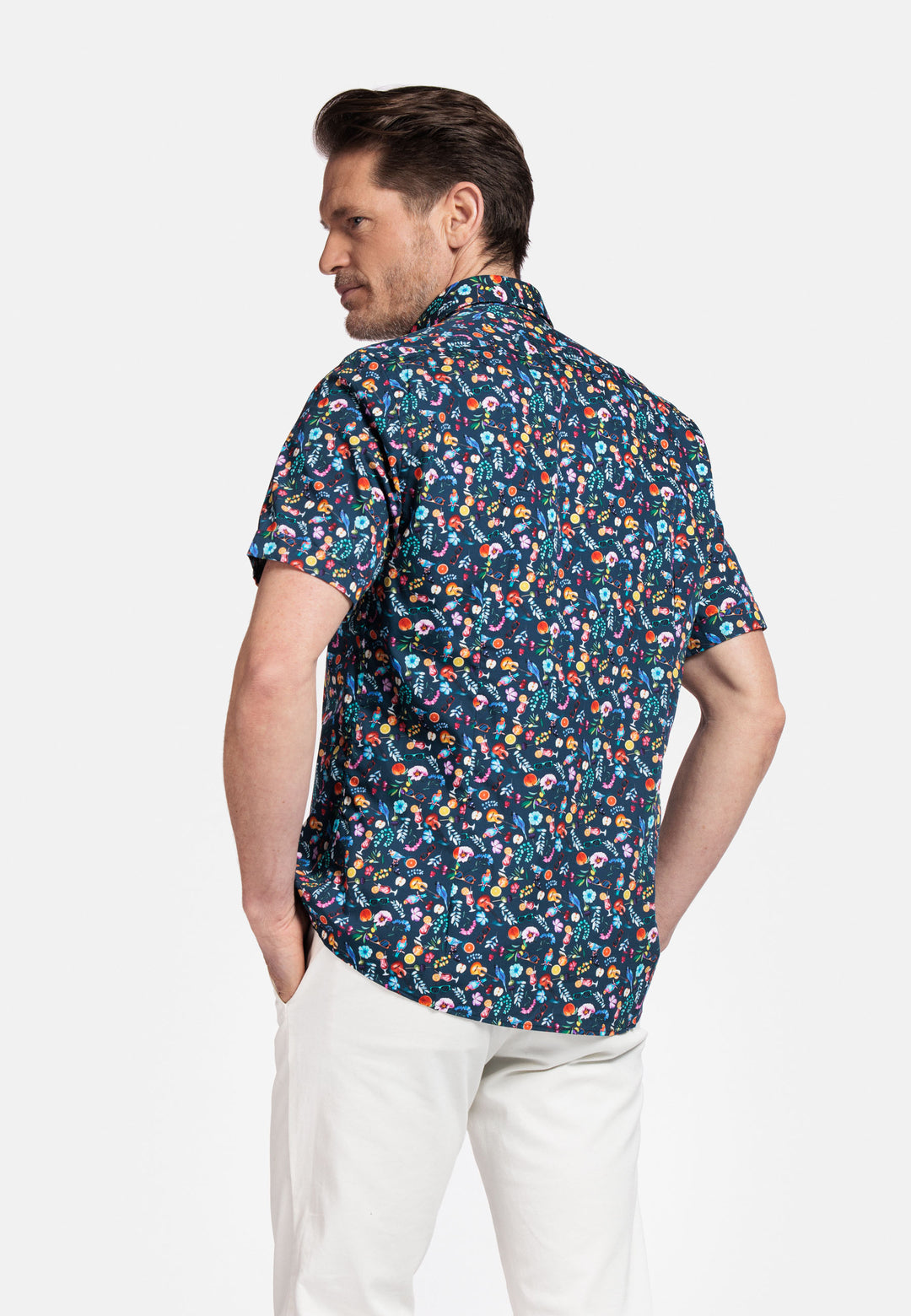 Giordano Lago Semi Cutaway Korte Mouw Overhemd - Navy - 516855-60