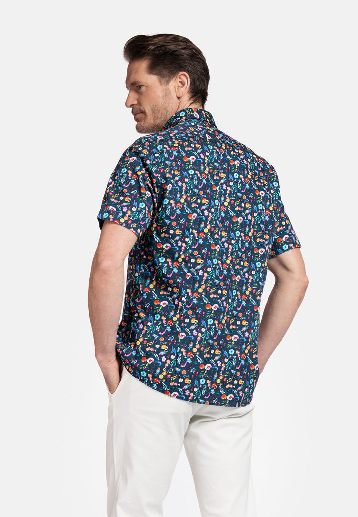 Giordano Lago Semi Cutaway Korte Mouw Overhemd - Navy - 516855-60