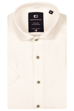 Giordano Front Korte Mouw Textured Overhemd - Wit - 516862-10