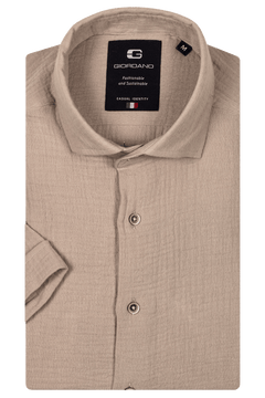 Giordano Front Korte Mouw Textured Overhemd - Bruin - 516862-80