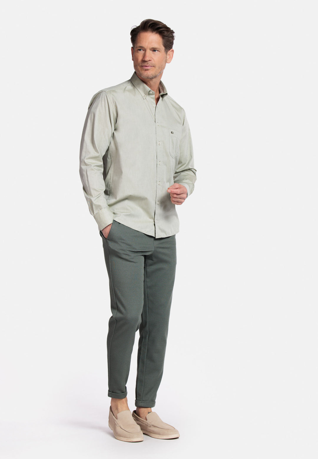 Giordano Ivy Button Down Twill Overhemd - Groen - 517008-70