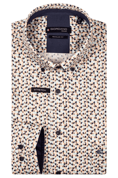 Giordano Ivy Satin Stretch Print Overhemd - Wit - 517011-25