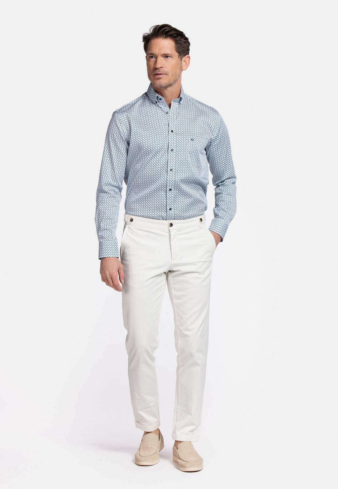 Giordano Ivy Print Overhemd - Blauw - 517012-60