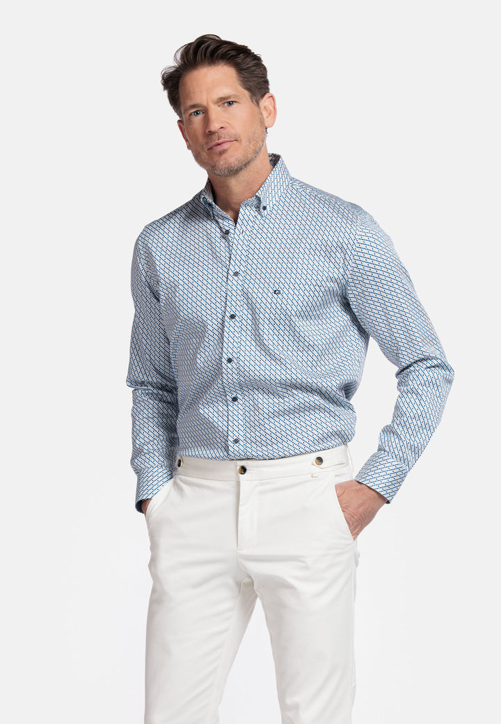 Giordano Ivy Print Overhemd - Blauw - 517012-60