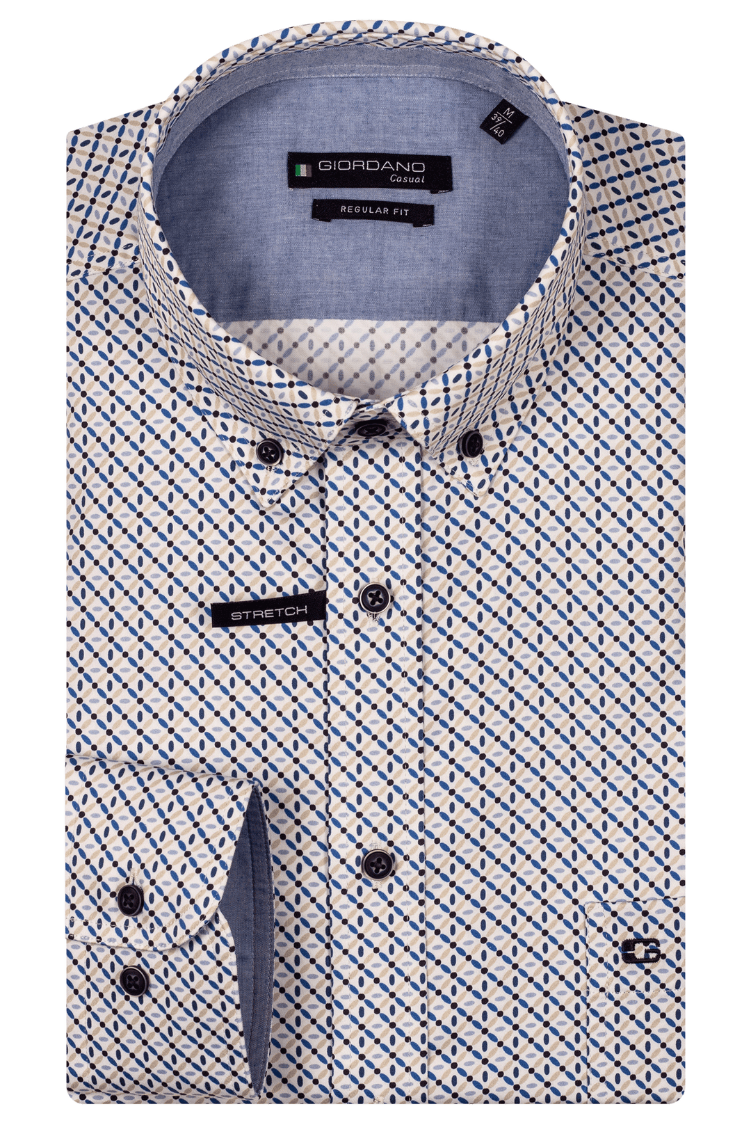 Giordano Ivy Print Overhemd - Blauw - 517012-60