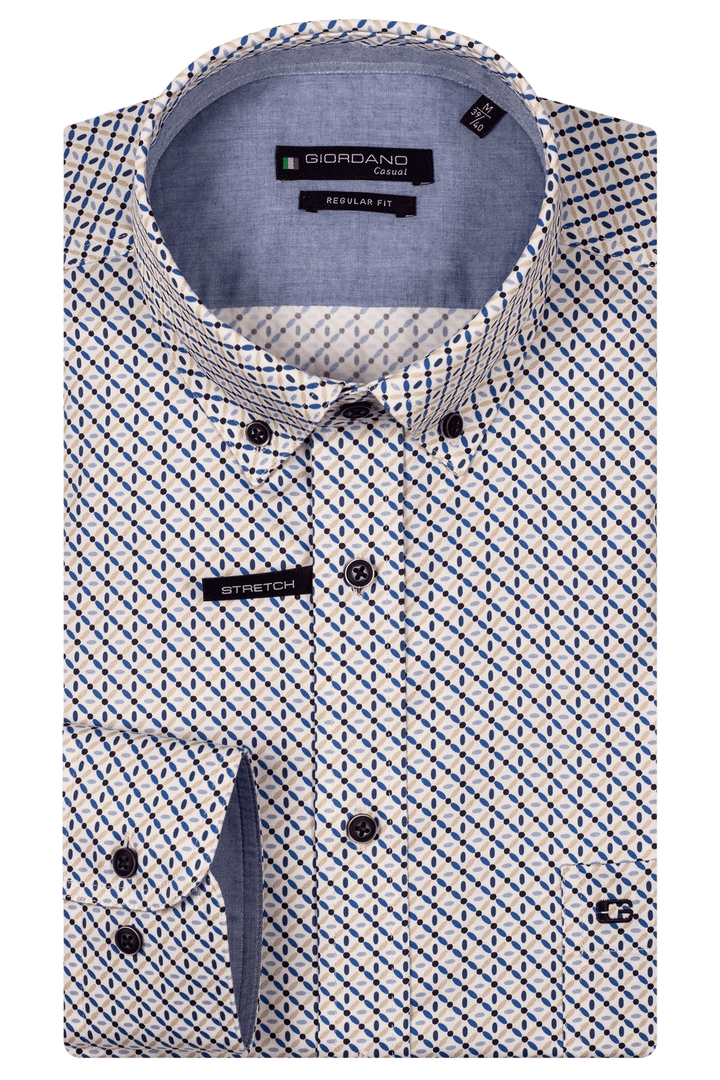 Giordano Ivy Print Overhemd - Blauw - 517012-60