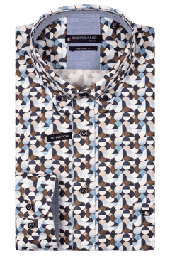 Giordano Blauw Lang Comfortable fit  Vogels Overhemd 517013 60